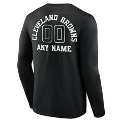 Personalized Name & Number Monochrome Long Sleeve T-Shirt - Cleveland Browns