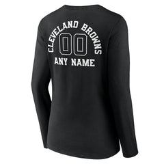 Women's Personalized Name & Number Monochrome Long Sleeve V-Neck T-Shirt - Cleveland Browns