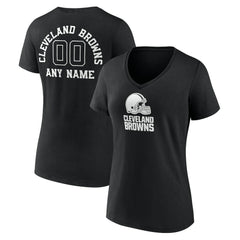 Women's Personalized Name & Number Monochrome V-Neck T-Shirt - Cleveland Browns