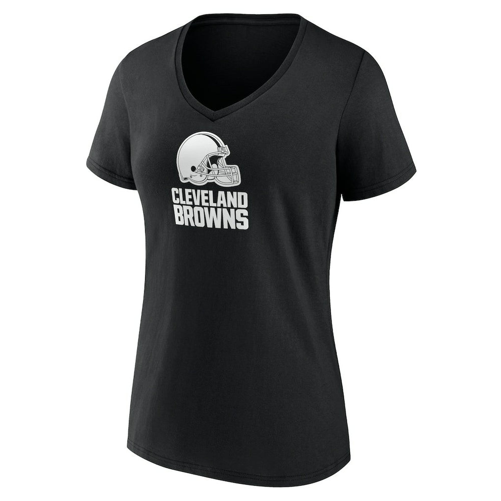 Women's Personalized Name & Number Monochrome V-Neck T-Shirt - Cleveland Browns