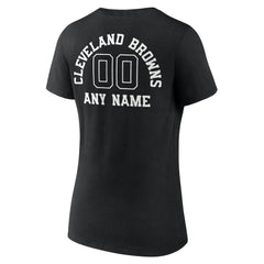 Women's Personalized Name & Number Monochrome V-Neck T-Shirt - Cleveland Browns