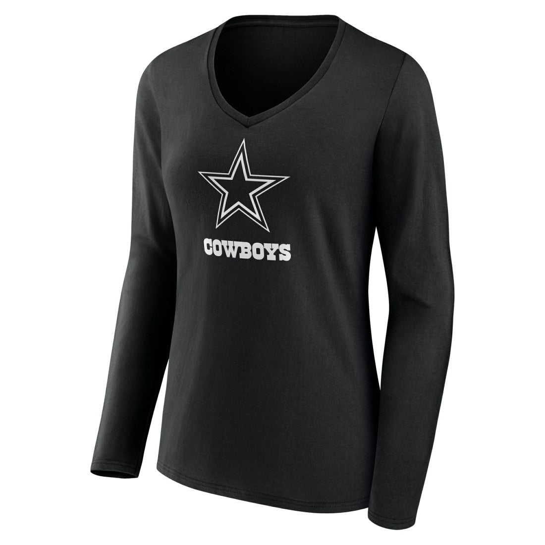 Women's Personalized Name & Number Monochrome Long Sleeve V-Neck T-Shirt - Dallas Cowboys