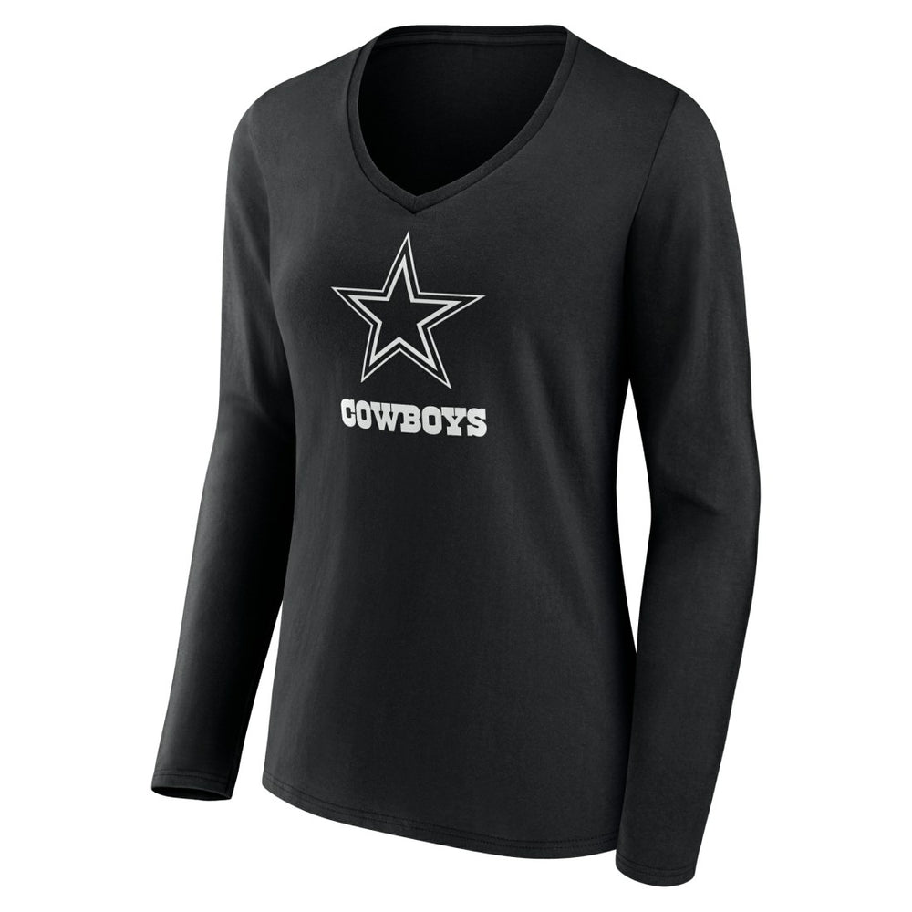 Women's Personalized Name & Number Monochrome Long Sleeve V-Neck T-Shirt - Dallas Cowboys