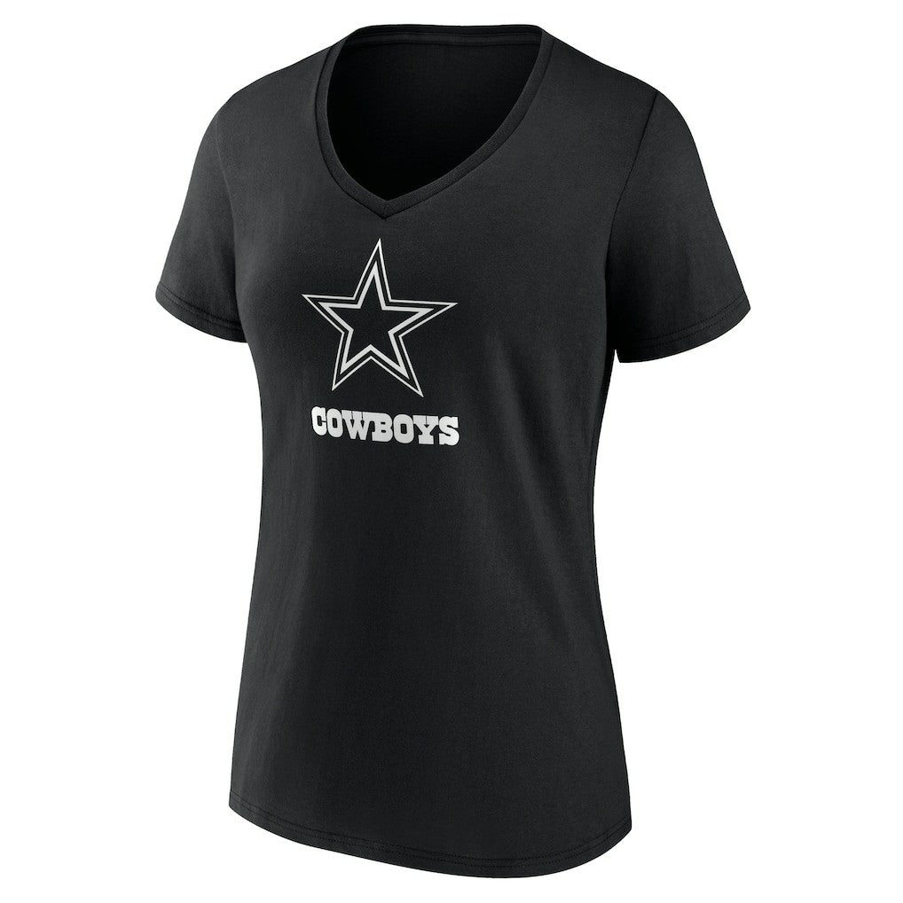 Women's Personalized Name & Number Monochrome V-Neck T-Shirt - Dallas Cowboys