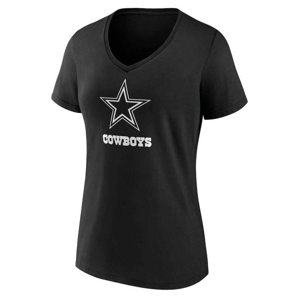 Women's Personalized Name & Number Monochrome V-Neck T-Shirt - Dallas Cowboys
