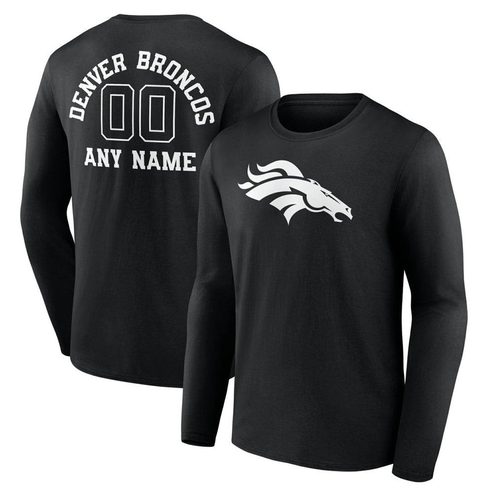 Personalized Name & Number Monochrome Long Sleeve T-Shirt - Denver Broncos