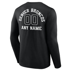 Personalized Name & Number Monochrome Long Sleeve T-Shirt - Denver Broncos