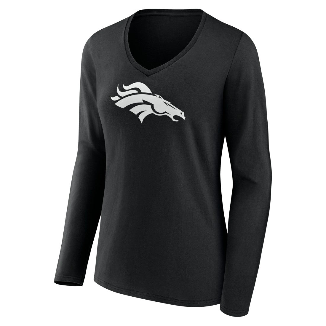 Women's Personalized Name & Number Monochrome Long Sleeve V-Neck T-Shirt - Denver Broncos
