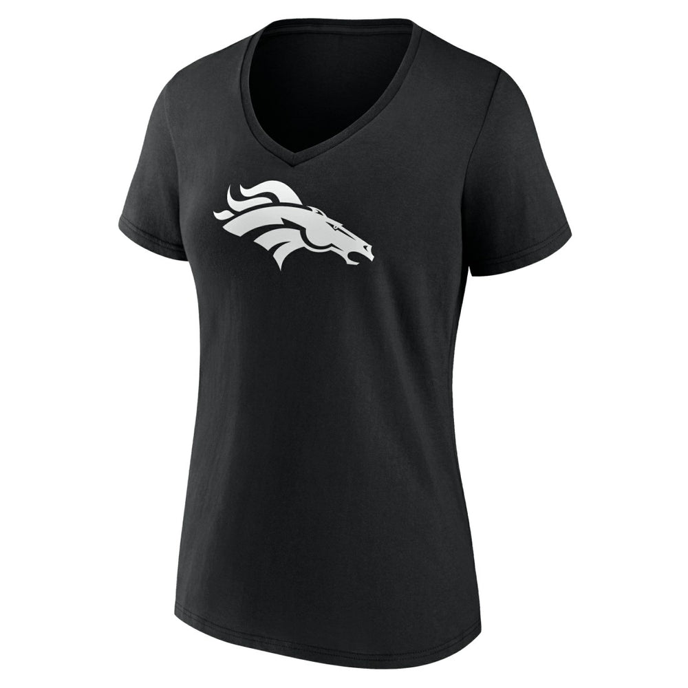 Women's Personalized Name & Number Monochrome V-Neck T-Shirt - Denver Broncos