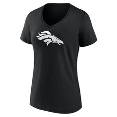 Women's Personalized Name & Number Monochrome V-Neck T-Shirt - Denver Broncos