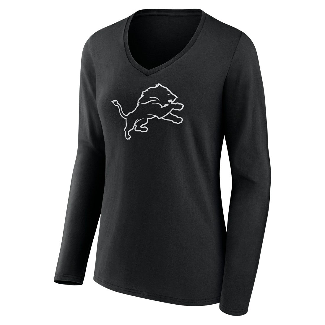 Women's Personalized Name & Number Monochrome Long Sleeve V-Neck T-Shirt - Detroit Lions