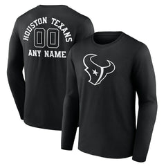 Personalized Name & Number Monochrome Long Sleeve T-Shirt - Houston Texans