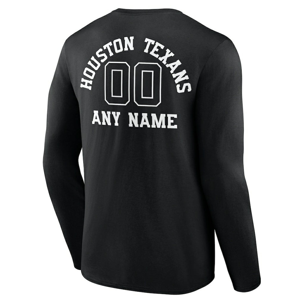 Personalized Name & Number Monochrome Long Sleeve T-Shirt - Houston Texans