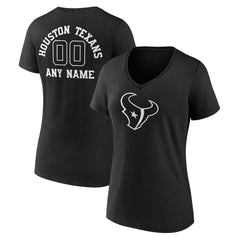 Women's Personalized Name & Number Monochrome V-Neck T-Shirt - Houston Texans