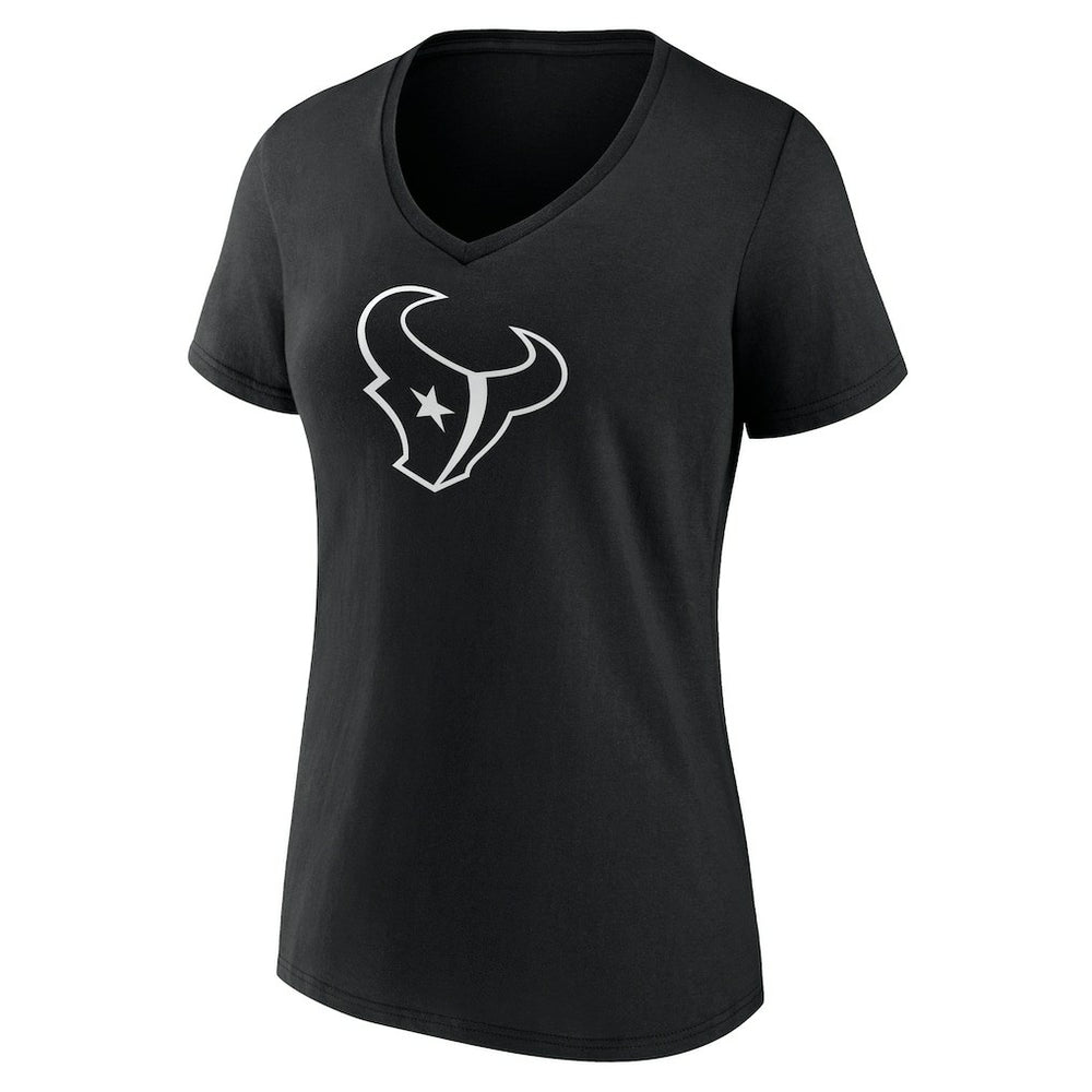 Women's Personalized Name & Number Monochrome V-Neck T-Shirt - Houston Texans