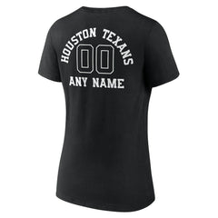 Women's Personalized Name & Number Monochrome V-Neck T-Shirt - Houston Texans