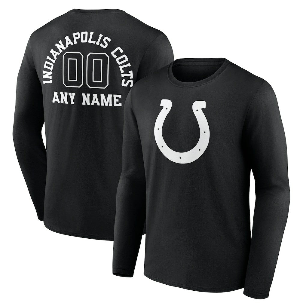 Personalized Name & Number Monochrome Long Sleeve T-Shirt - Indianapolis Colts