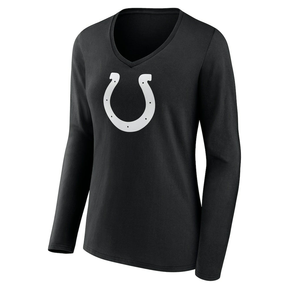 Women's Personalized Name & Number Monochrome Long Sleeve V-Neck T-Shirt - Indianapolis Colts