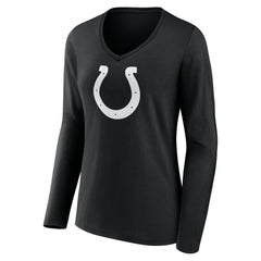 Women's Personalized Name & Number Monochrome Long Sleeve V-Neck T-Shirt - Indianapolis Colts