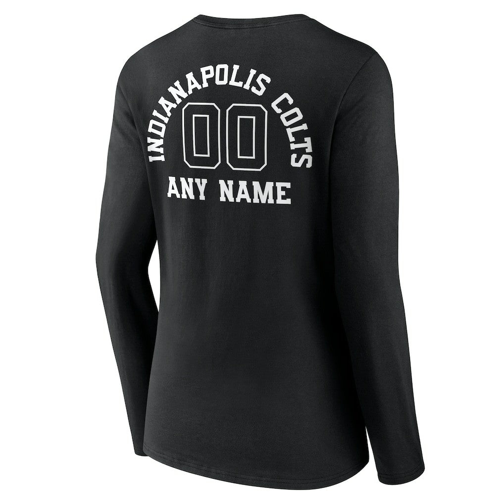 Women's Personalized Name & Number Monochrome Long Sleeve V-Neck T-Shirt - Indianapolis Colts