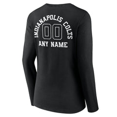Women's Personalized Name & Number Monochrome Long Sleeve V-Neck T-Shirt - Indianapolis Colts