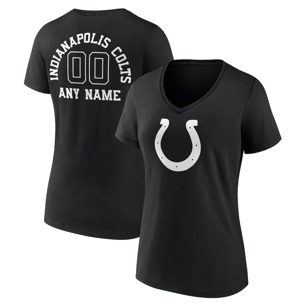 Women's Personalized Name & Number Monochrome V-Neck T-Shirt - Indianapolis Colts