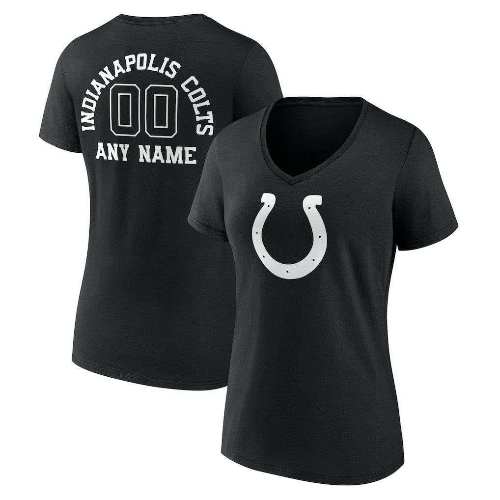 Women's Personalized Name & Number Monochrome V-Neck T-Shirt - Indianapolis Colts