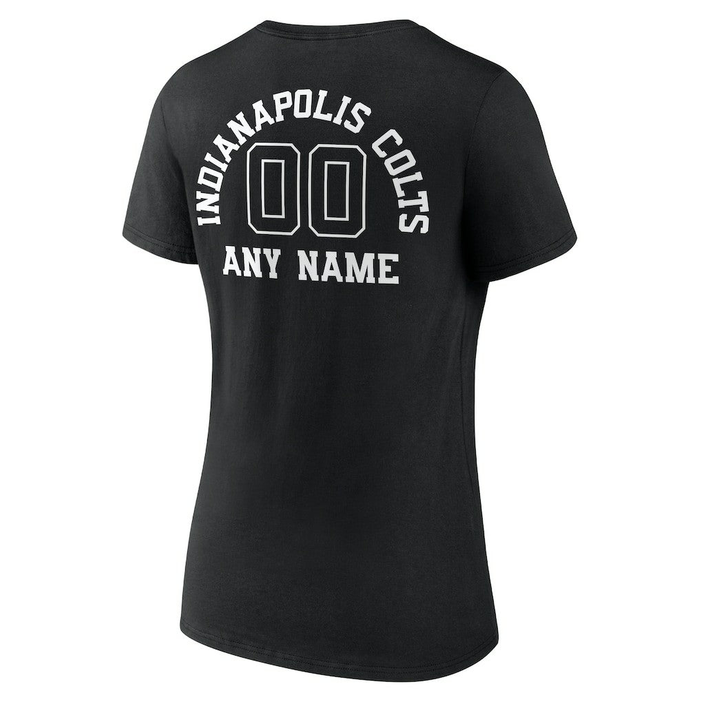 Women's Personalized Name & Number Monochrome V-Neck T-Shirt - Indianapolis Colts