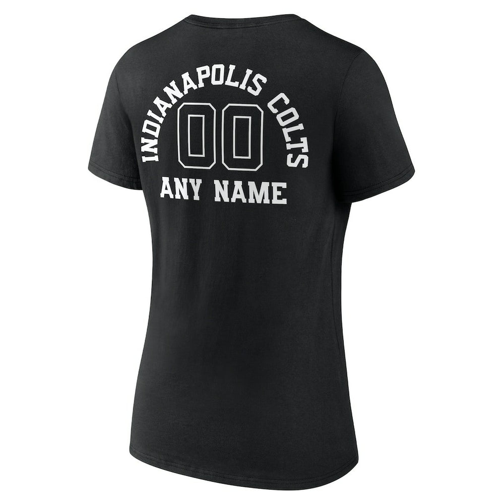 Women's Personalized Name & Number Monochrome V-Neck T-Shirt - Indianapolis Colts