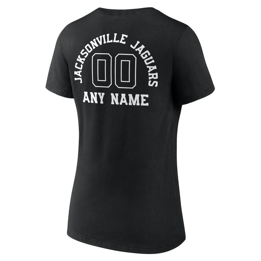 Women's Personalized Name & Number Monochrome V-Neck T-Shirt - Jacksonville Jaguars