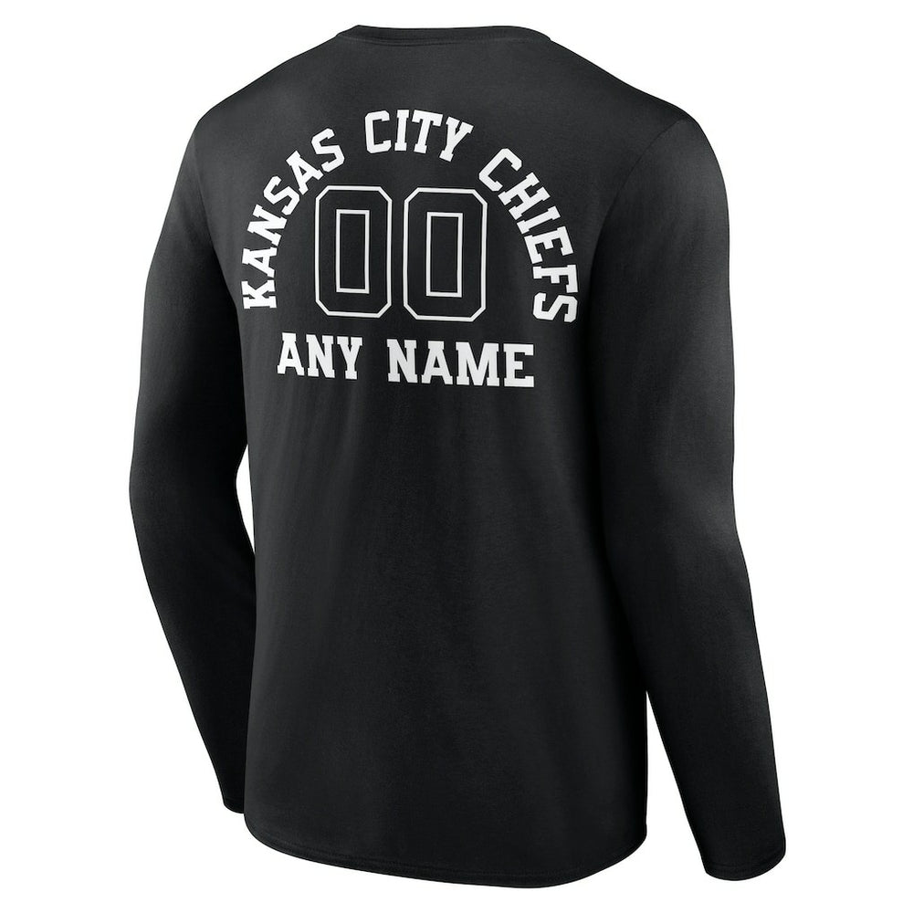 Personalized Name & Number Monochrome Long Sleeve T-Shirt - Kansas City Chiefs