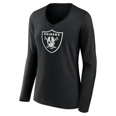 Women's Personalized Name & Number Monochrome Long Sleeve V-Neck T-Shirt - Las Vegas Raiders