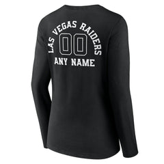 Women's Personalized Name & Number Monochrome Long Sleeve V-Neck T-Shirt - Las Vegas Raiders