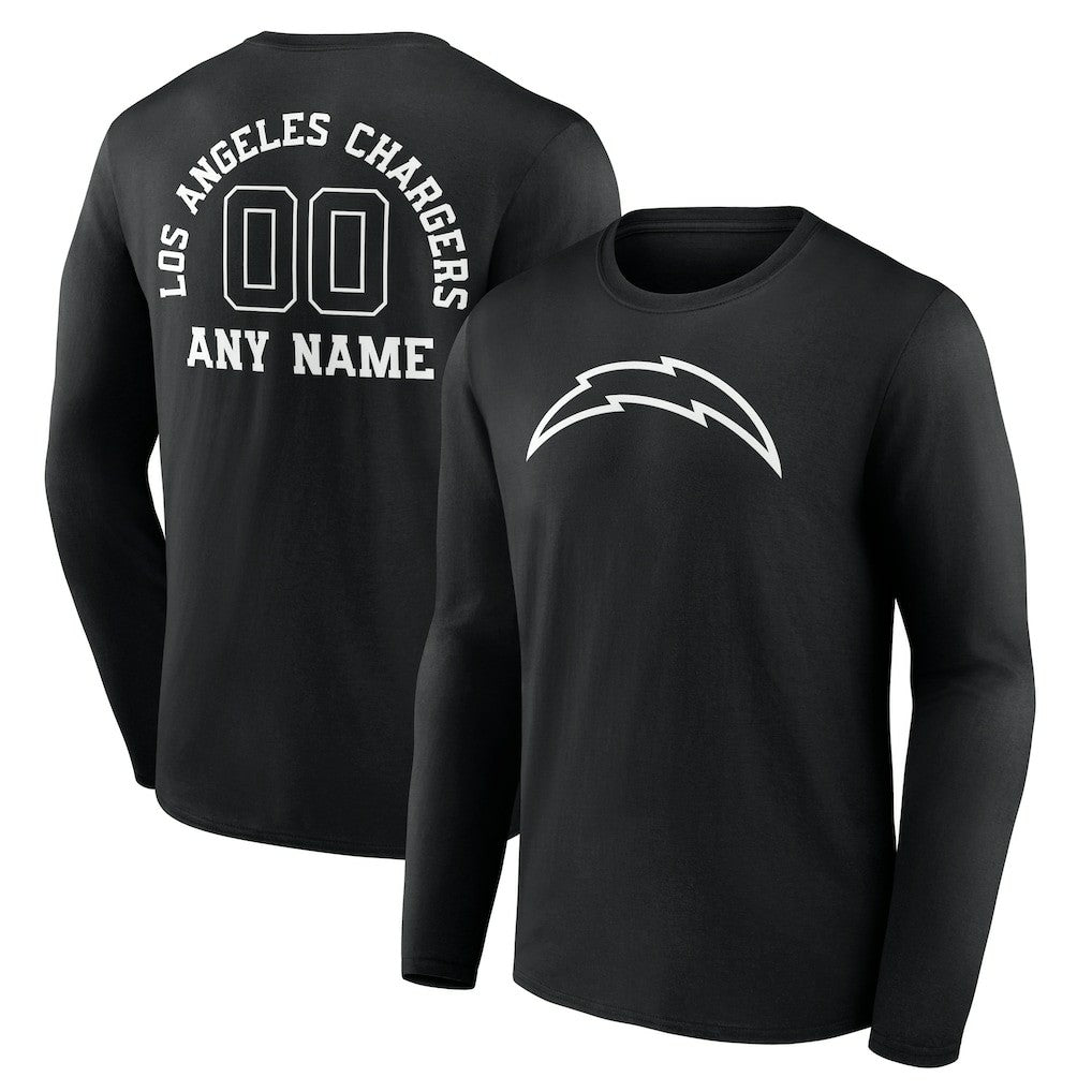 Personalized Name & Number Monochrome Long Sleeve T-Shirt - Los Angeles Chargers