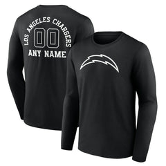 Personalized Name & Number Monochrome Long Sleeve T-Shirt - Los Angeles Chargers