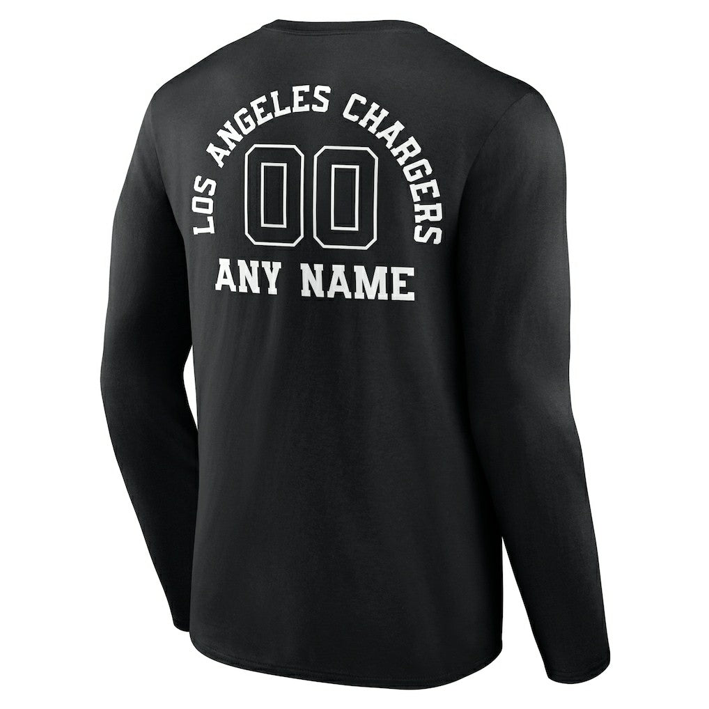 Personalized Name & Number Monochrome Long Sleeve T-Shirt - Los Angeles Chargers