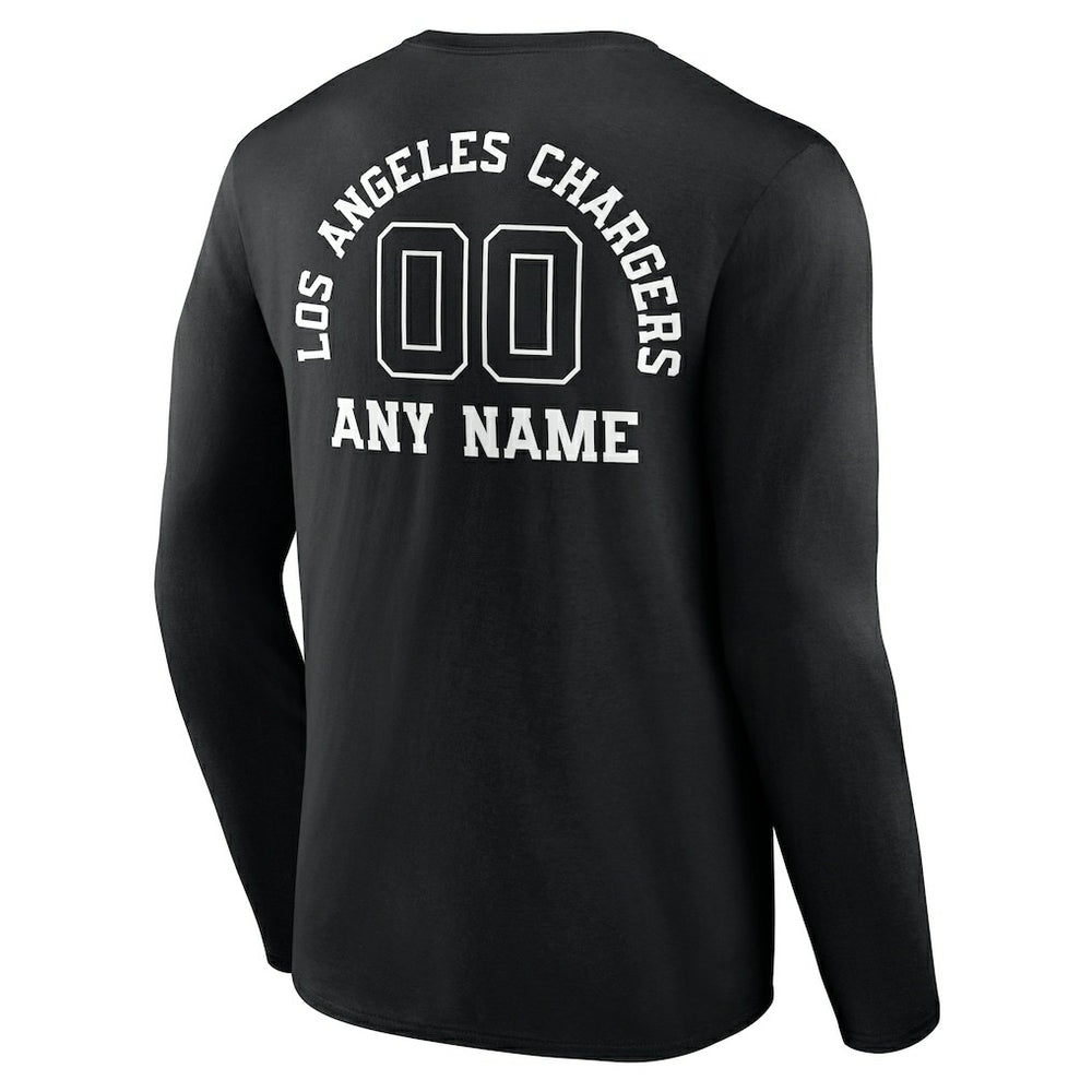 Personalized Name & Number Monochrome Long Sleeve T-Shirt - Los Angeles Chargers