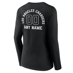 Women's Personalized Name & Number Monochrome Long Sleeve V-Neck T-Shirt - Los Angeles Chargers