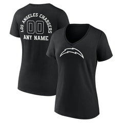 Women's Personalized Name & Number Monochrome V-Neck T-Shirt - Los Angeles Chargers