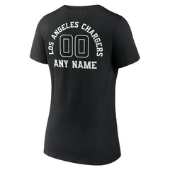Women's Personalized Name & Number Monochrome V-Neck T-Shirt - Los Angeles Chargers