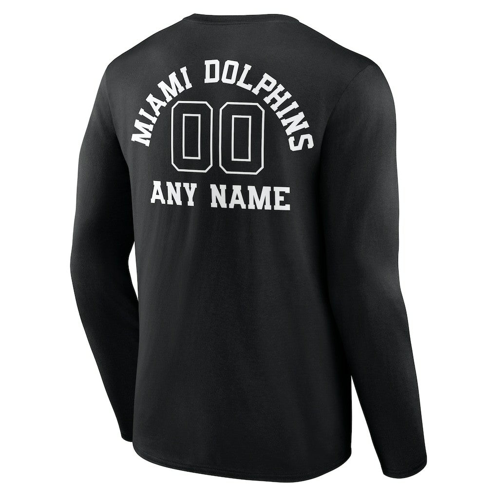 Personalized Name & Number Monochrome Long Sleeve T-Shirt - Miami Dolphins