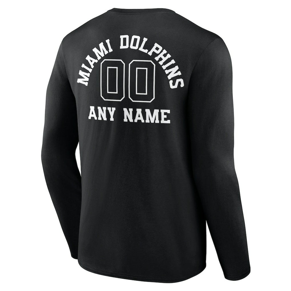 Personalized Name & Number Monochrome Long Sleeve T-Shirt - Miami Dolphins
