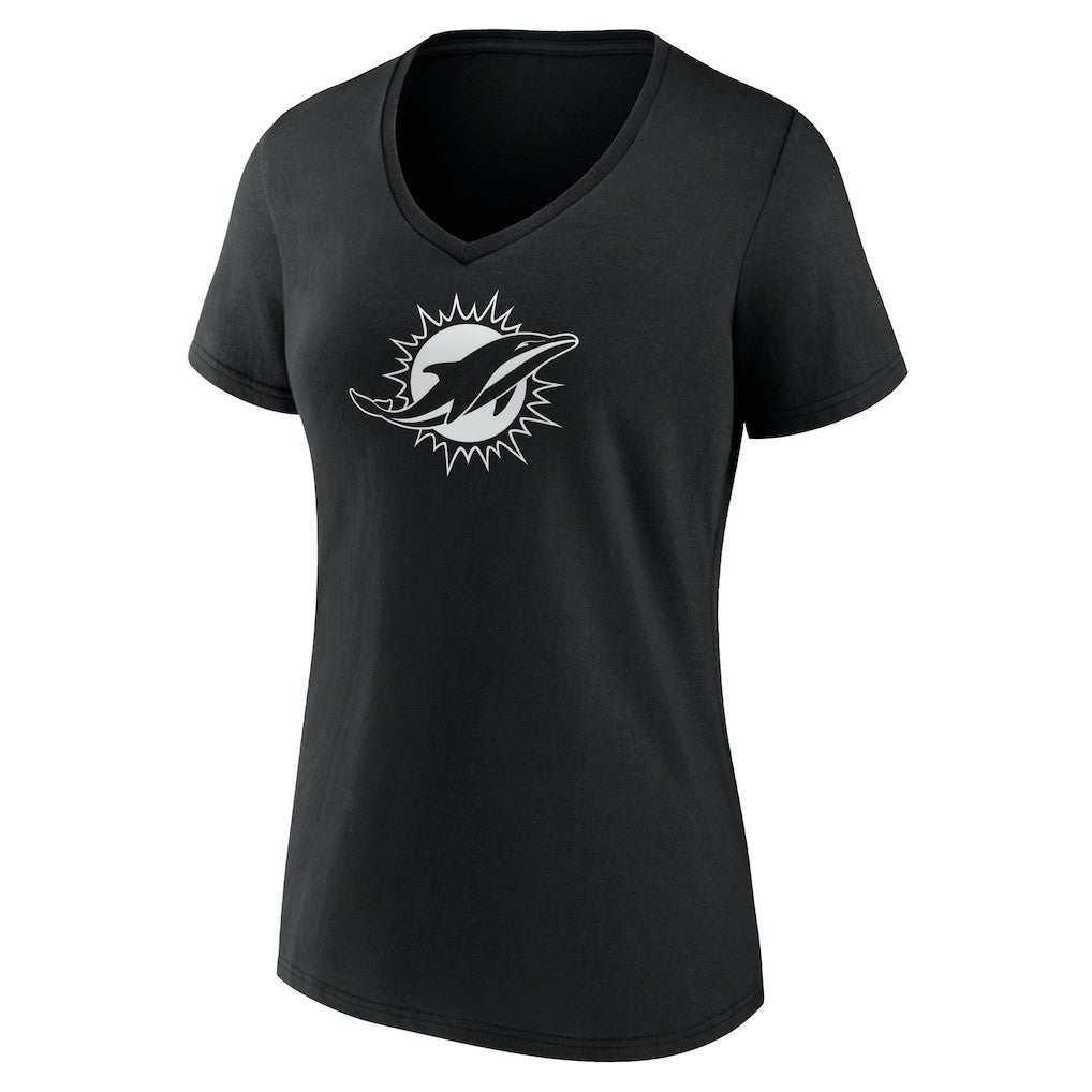 Women's Personalized Name & Number Monochrome V-Neck T-Shirt - Miami Dolphins