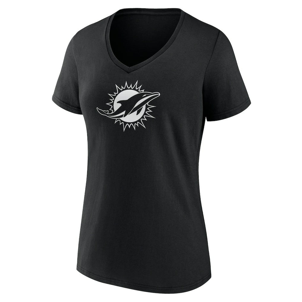 Women's Personalized Name & Number Monochrome V-Neck T-Shirt - Miami Dolphins