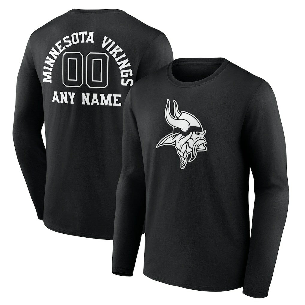 Personalized Name & Number Monochrome Long Sleeve T-Shirt - Minnesota Vikings