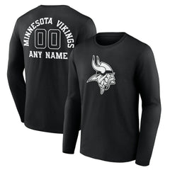 Personalized Name & Number Monochrome Long Sleeve T-Shirt - Minnesota Vikings