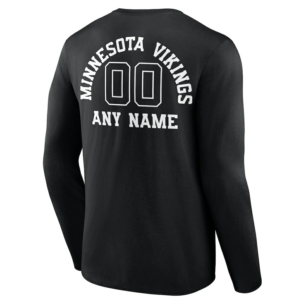 Personalized Name & Number Monochrome Long Sleeve T-Shirt - Minnesota Vikings