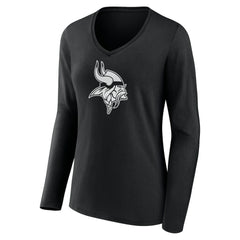 Women's Personalized Name & Number Monochrome Long Sleeve V-Neck T-Shirt - Minnesota Vikings