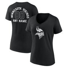 Women's Personalized Name & Number Monochrome V-Neck T-Shirt - Minnesota Vikings