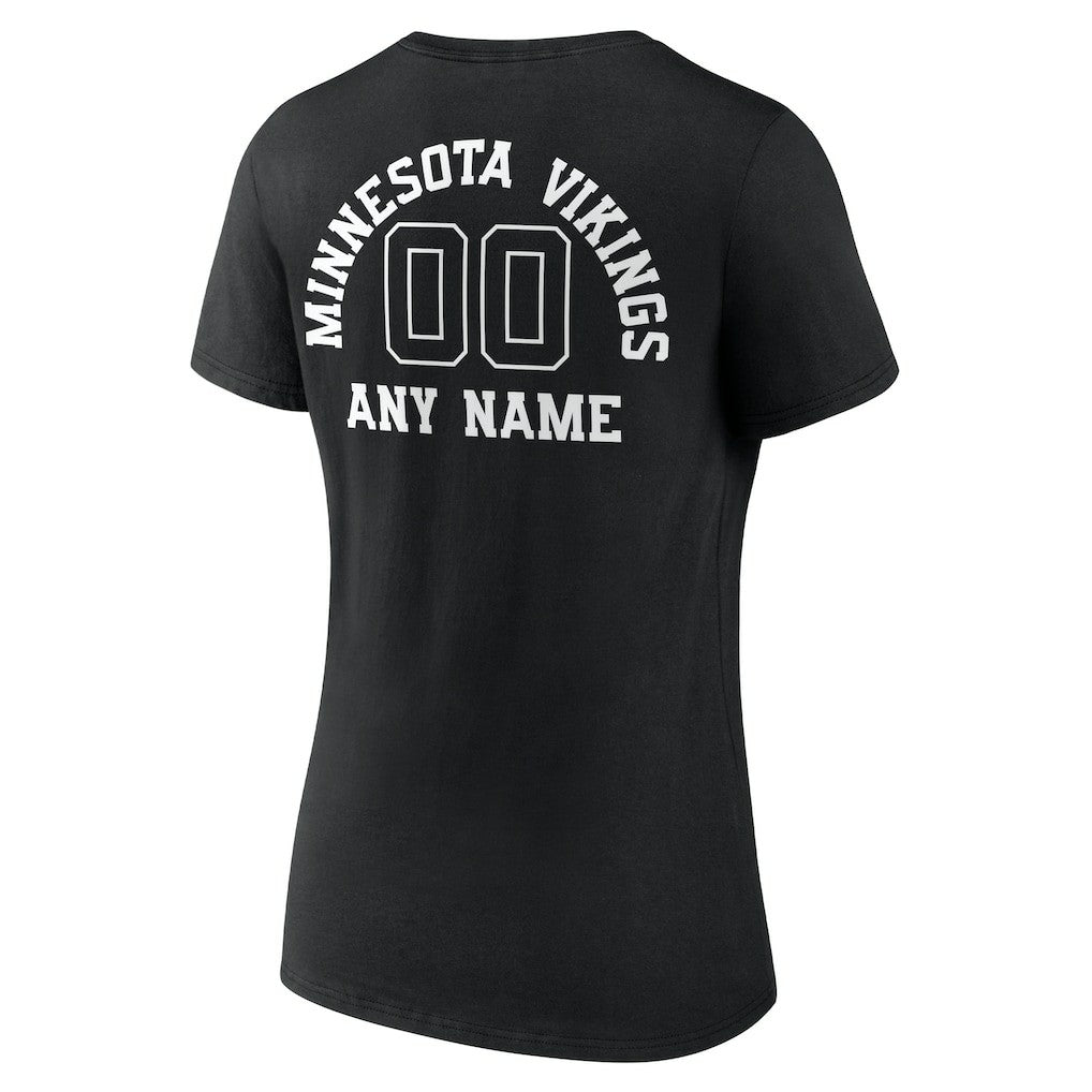 Women's Personalized Name & Number Monochrome V-Neck T-Shirt - Minnesota Vikings